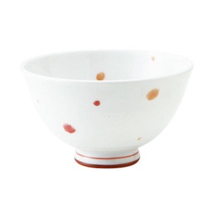 ≪受注生産≫【水玉】 赤  軽量葵型茶碗 中 [日本製 美濃焼］