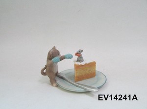 2019新作　EV14241Aミニ樹脂ケーキ皿猫と鼠