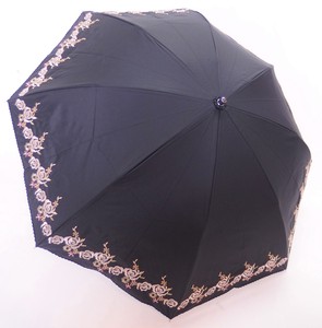 【晴雨兼用99.99%遮光効果・遮熱効果】折りたたみ傘/ポンジー1級遮光　裾刺繍