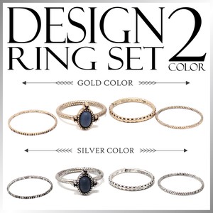 Stainless-Steel-Based Ring Design sliver Set Spring/Summer Rings Simple 4-pcs
