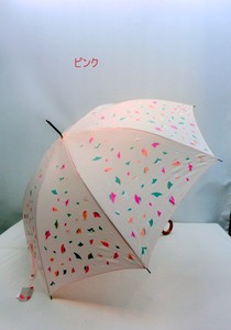 通年新作）雨傘・長傘ー婦人　グラスファイバー骨細巻き合板手元紙吹雪柄ジャンプ傘