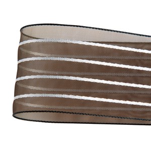 Organdie Ribbon Brown Stripe Organdy 35mm
