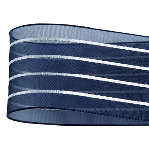 Organdie Ribbon Navy Stripe Organdy 35mm
