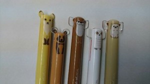 mimiミミ2色ボールペン　日本製　キツネ　タヌキ　フクロウ　ハリネズミ