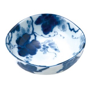 ≪メーカー取寄≫藍染ぶどう 三角3.5寸鉢
