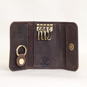 Key Case Brown Cattle Leather Genuine Leather Ladies Men's
