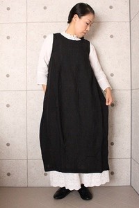 【2020春】日本製 フレンチリネン裾ピンタックコクーンワンピースNo818174