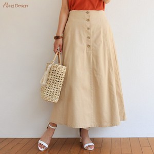 Skirt Flare Buttons Cotton
