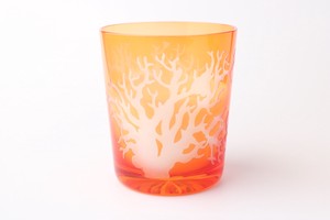 【さんごデザイン】色ガラス/HAND=MADE/Orange/キャンドルグラス　珊瑚礁橙