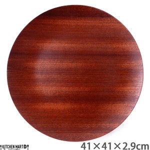41cm 丸型 丸 木製 木 トレー レッドマホガニー トレイ プレート パーティー  大皿 皿  ウッド 天然木 合板