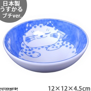 ねこちぐら ブチ 12cm うすかる 40鉢 取り鉢 子供 丸 ボウル 鉢 美濃焼 国産 日本製 陶器 猫 ネコ ねこ