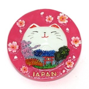 Magnet/Pin Beckoning Cat Mt.Fuji Japanese Pattern