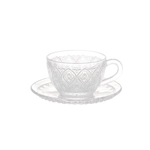【DULTON ダルトン】GLASS CUP & SAUCER ''FIORE'' CLEAR