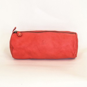 Pouch Red Cattle Leather Pen Case Large Capacity Ladies' Men's