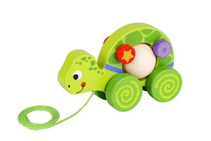 【ベビー・キッズおもちゃ】【木製おもちゃ】ボール・プル アロング かめ