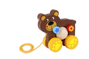 【ベビー・キッズおもちゃ】【木製おもちゃ】ボール・プル アロング くま