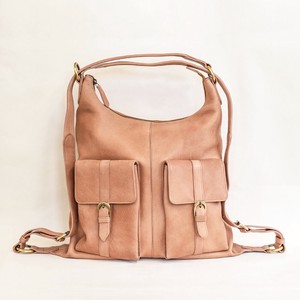 牛革 2WAY リュックサック Lサイズ (Pink beige) バッグ 鞄 ヌメ革 メンズ レディース A4 ピンクベージュ