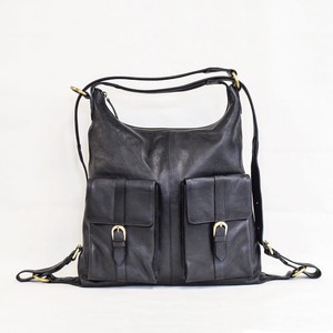 牛革 2WAY リュックサック Lサイズ (Black) バッグ 鞄 ヌメ革 メンズ レディース A4 ブラック ギフト