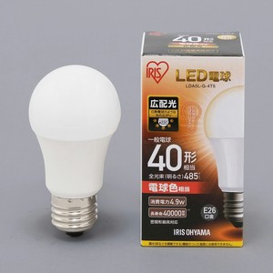 【アイリスオーヤマ　照明　LED電球】　LED電球 E26 広配光タイプ 電球色 40形相当（485lm）