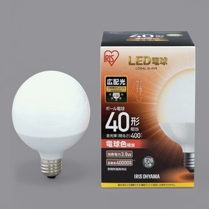【アイリスオーヤマ　照明　LED電球】　LED電球 E26 ボール球タイプ 電球色 40形相当（400lm）