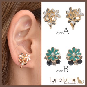 Clip-On Earrings Pearl Earrings Flower Mini Small Bijoux Ladies'