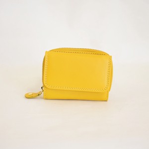 オールレザー ミニ財布 三つ折りコンパクト 牛革（Yellow）メンズ レディース イエロー