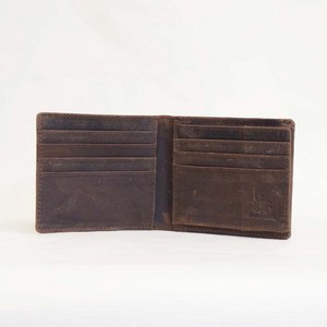 Bifold Wallet Brown Cattle Leather Genuine Leather Ladies' Men's