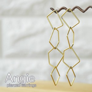 再入荷【Angie】 無垢真鍮 4多角形リング ゴールド ピアス！シンプル＆フェミニン