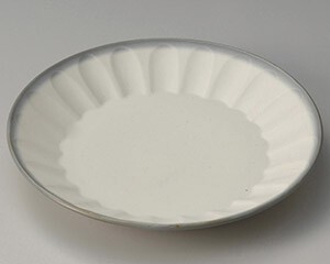 ホワイトグレーしのぎ型8.0皿　【日本製　美濃焼】