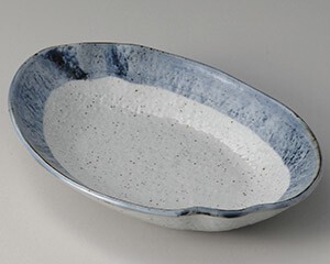 藍虹味　波型楕円8.0鉢　【日本製　美濃焼】