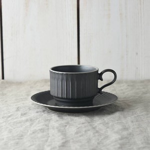 シュシュ・グレース スタックコーヒーカップ&ソーサー クリスタルブラック[日本製/美濃焼/洋食器]