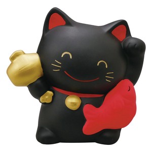 欲張り招き猫 貯金箱(黒)【日本製・萬古焼】