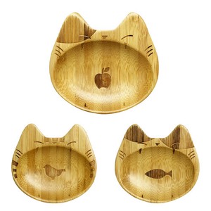 【特価品】猫型 竹小皿 3種