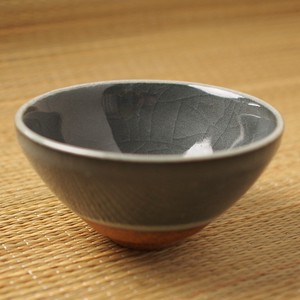 貫入ねずみ　平形抹茶碗　美濃焼（日本製）