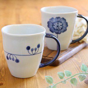 Hasami ware Mug Blue Flowers 300ml
