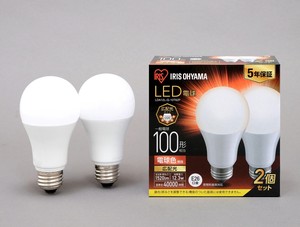 【アイリスオーヤマ　LED電球】　LED電球 E26 広配光2P電球色100形（1520lm）