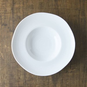 小田陶器 櫛目(kushime) 23.5cmハット皿 白[日本製/美濃焼/和食器]