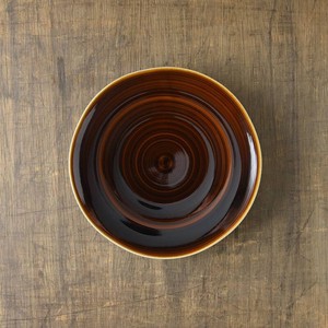 小田陶器 櫛目(kushime) 19cm中皿 アメ釉[日本製/美濃焼/和食器]