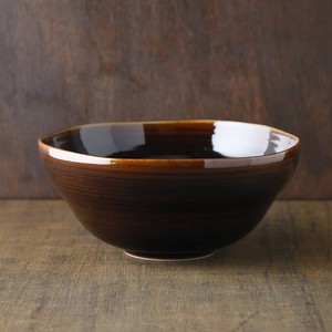小田陶器 櫛目(kushime) 20cm大鉢 アメ釉[日本製/美濃焼/和食器]
