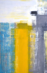 キャンバスパネル ART Panel Teal and Yellow Abstract Art Painting