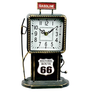 アメリカンなスタンドクロック　ROUTE66　ガレージ 　時計　置時計　アメ雑　アメリカン雑貨