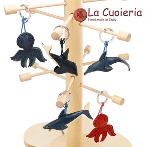 【イタリア製】 【牛革】ラ クオイエリア La Cuoieria レザーキーホルダー サメ シャチ 海の動物