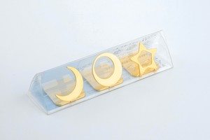高桑金属 日本製 Japan 宵の天（よいのそら）箸置 黄金（こがね三日月/満月/星 407538