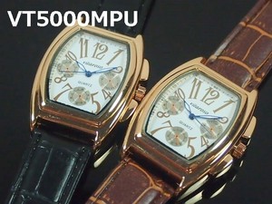 VITAROSOメンズ腕時計　PUレザーベルト　日本製ムーブメント　クロノデザイン　PG仕上げ