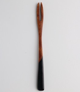 二又のシンプルなカタチ【木製】Japanese dezart fork/ wooden/お菓子フォーク　二又黒