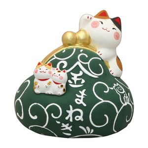Animal Ornament Piggy Bank Gamaguchi Cat L size