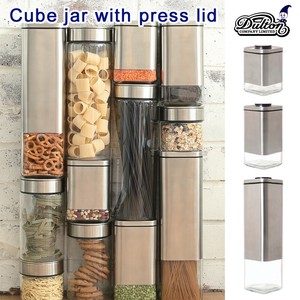 Cube jar with press lid