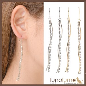 Pierced Earringss Wave sliver Rhinestone Ladies'