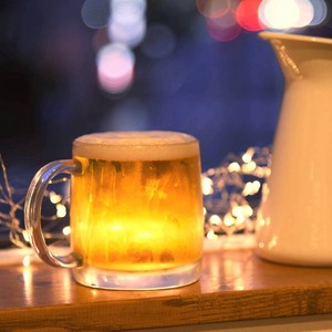 今夜は家飲み♪ ショートサイズのビールジョッキ 380ml【ガラス】[中国製/洋食器]