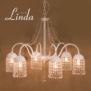 【吊照明】クリスタルガラス シャンデリア［LINDA リンダ（6灯）］＜E12/水雷型＞